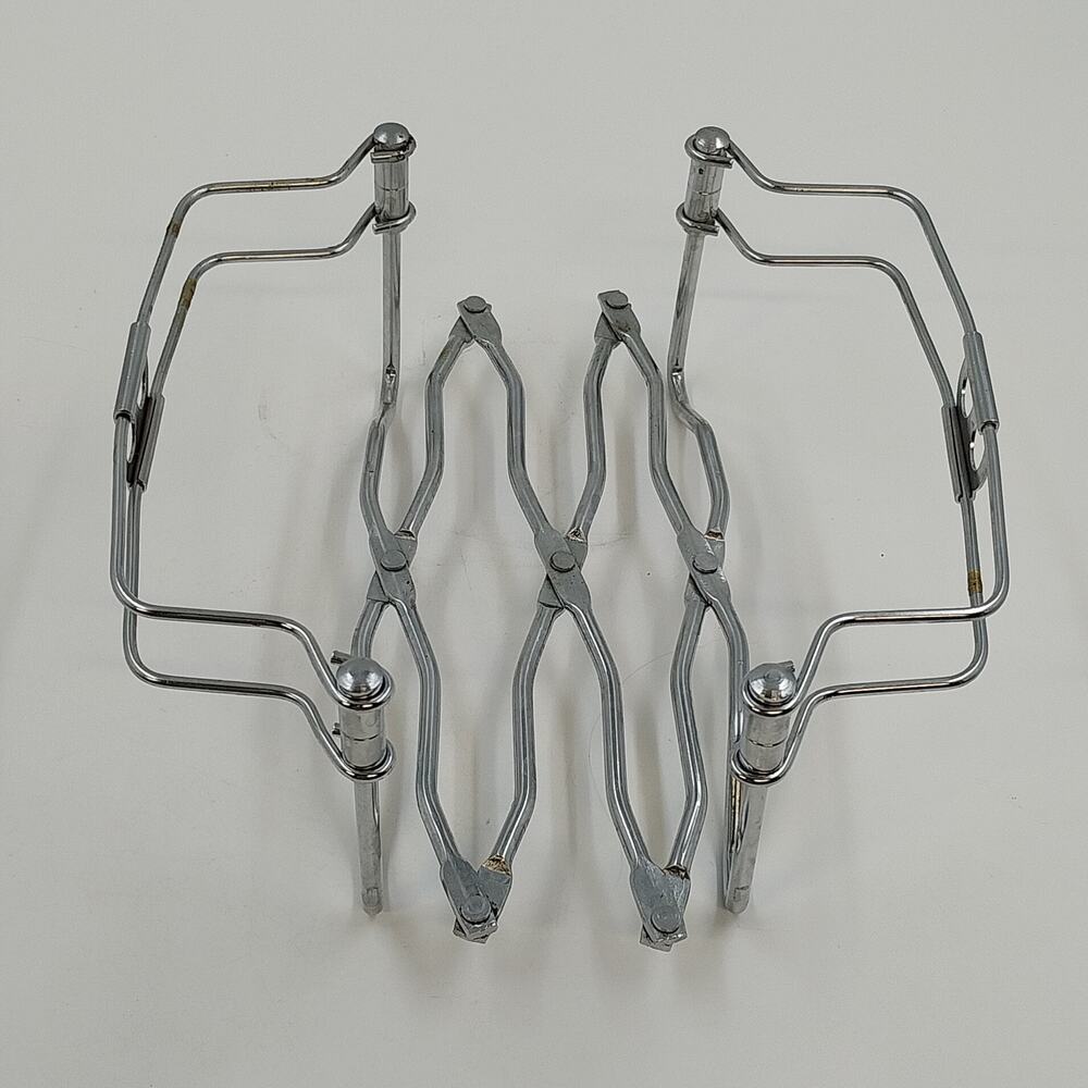 Chrome Expandable Metal Trivet Casserole Dish Holder Accordion MCM Italy Vintage
